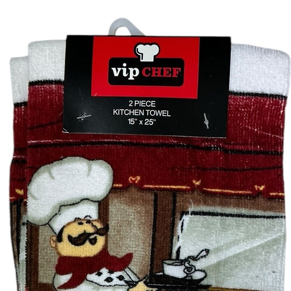 VIP Chef KitchenTowel Set Absorbent Cotton 2 Pieces Yellow Black 15 x 25 Inch - Picture 9 of 16